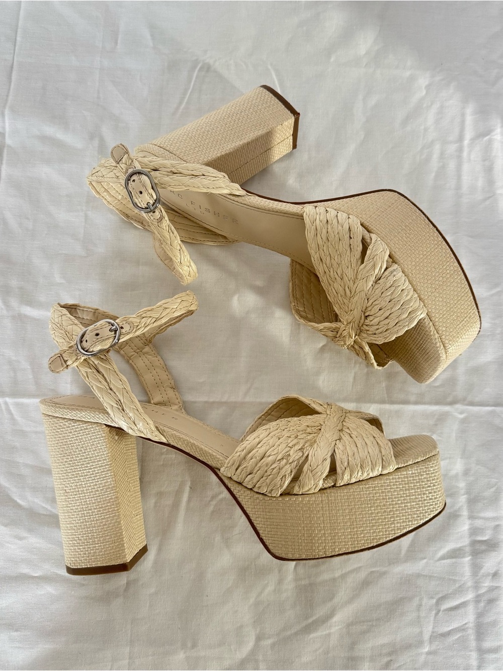Marc Fisher Chela Platform Raffia Sandals Size 9M